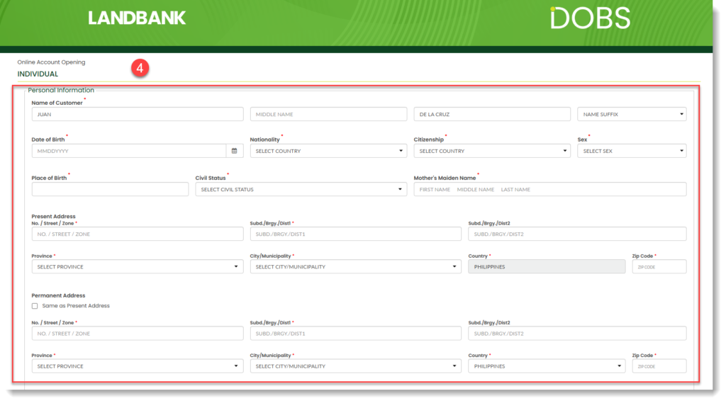 fill in the form dobs 2nd part upper half
